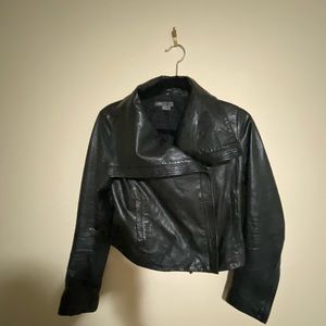 Vince Black Leather Moto Jacket Size XS